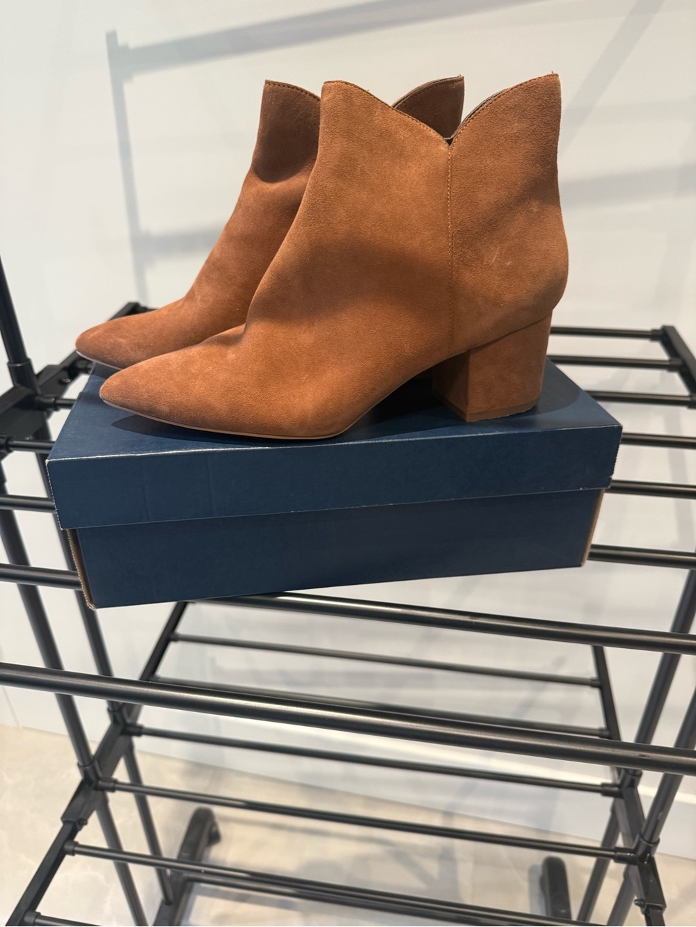 Cole Haan Rust Suede Pointed Toe Ankle Booties